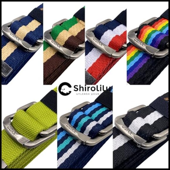Double D-Ring Metal Buckle Canvas Web Belt, Adjustable 53 inch main image 6